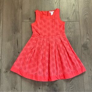 Janie and Jack Watercolor Poppy Coral Eyelet Girls Size 8 Dress READ